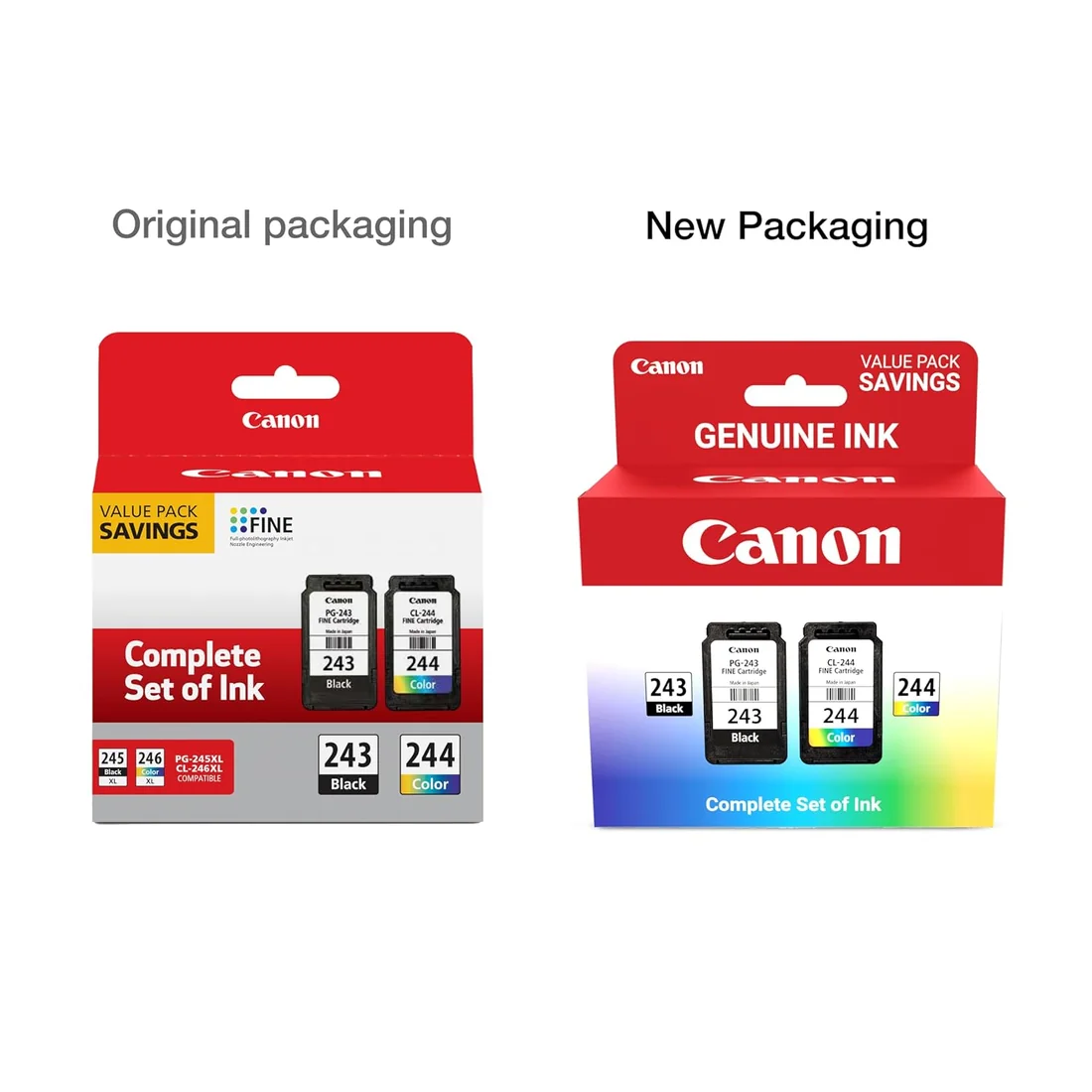 Canon PG-243 black and CL-244 colour ink cartridge value-pack packaging